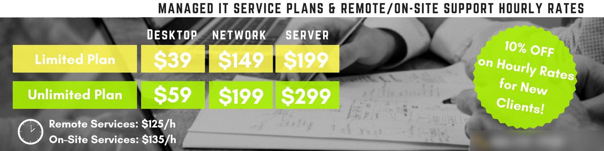 MANAGED IT SERVICE PLANS, REMOTE & ON-SITE SUPPORT HOURLY RATES – Secure Networks INC San Diego