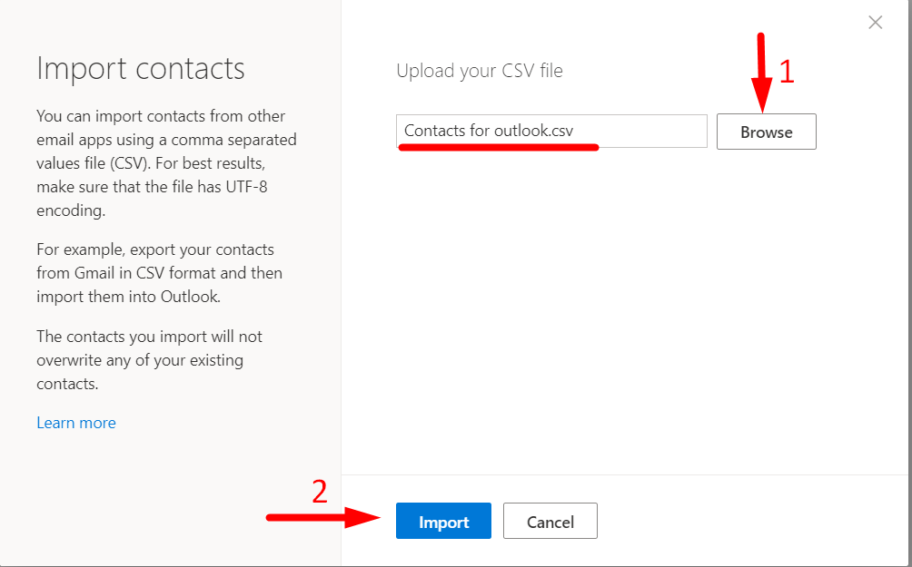 Office 365 Contact Import