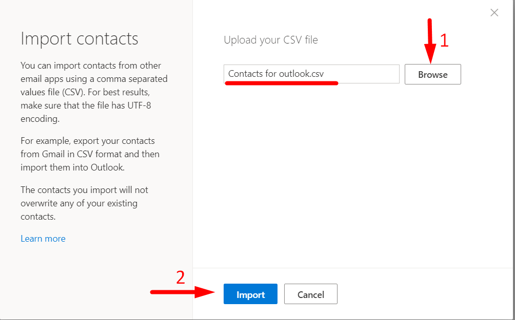 import contacts to outlook 2010 from csv file