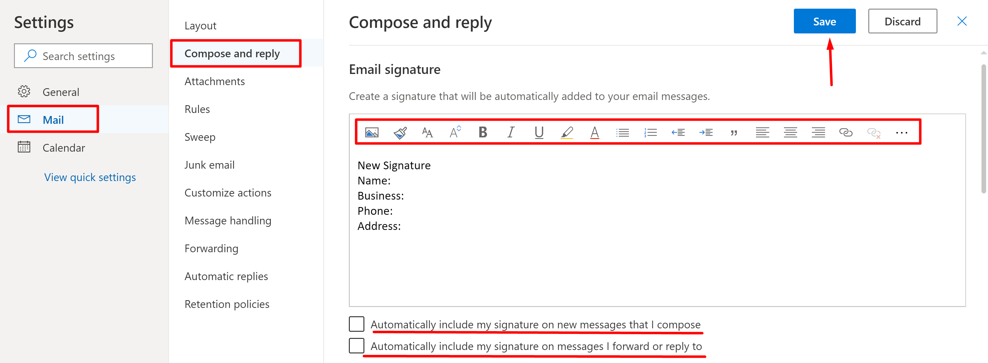 outlook 365 mac email add signature