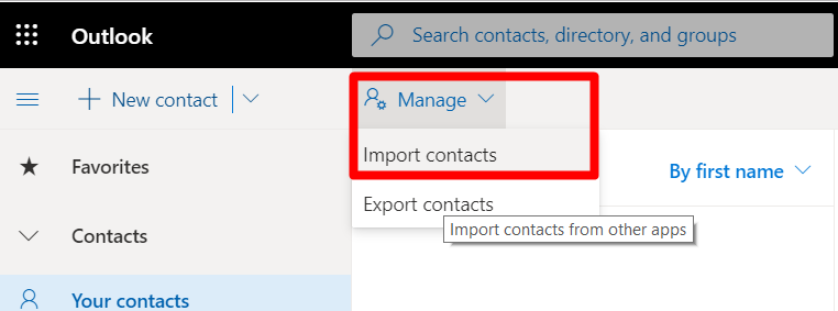 Outlook 365 Contacts Import