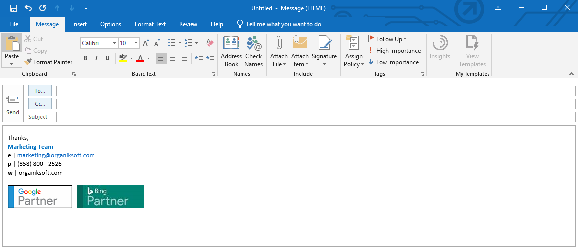 microsoft outlook changing email signature