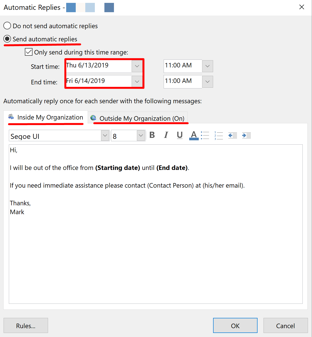 How To Set An Out Of Office Message In Outlook Calendar Free